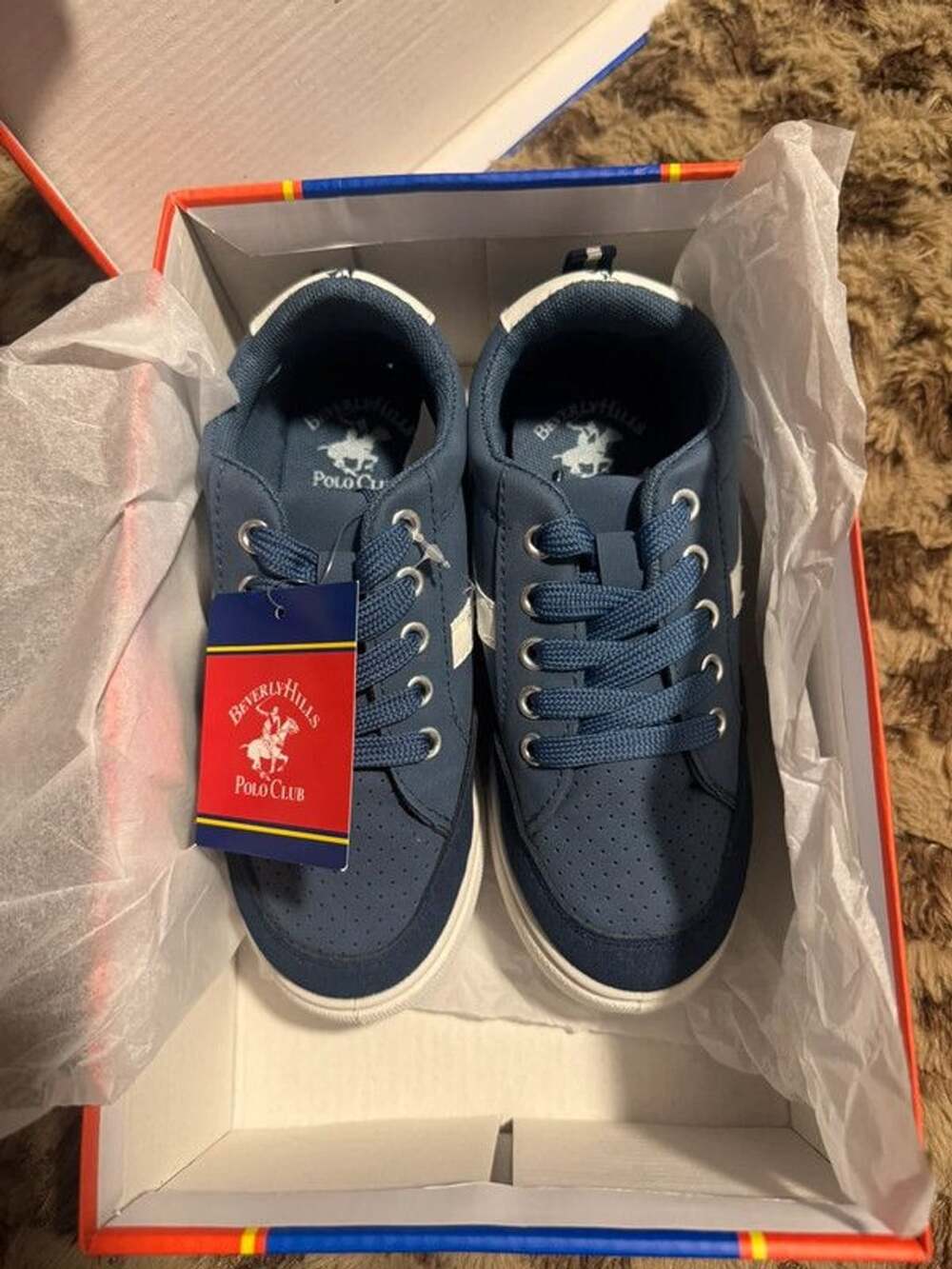 Beverly Hills Polo Club Boys Navy White Sneakers Size 12